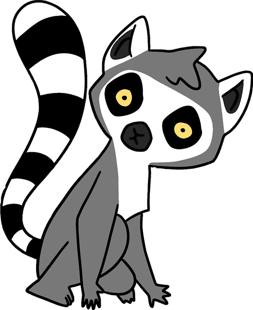#lemur #animal #cuteanimal @'raghad #freetoedit - Ring Tailed Lemur Cartoon Clipart (1024x1257), Png Download