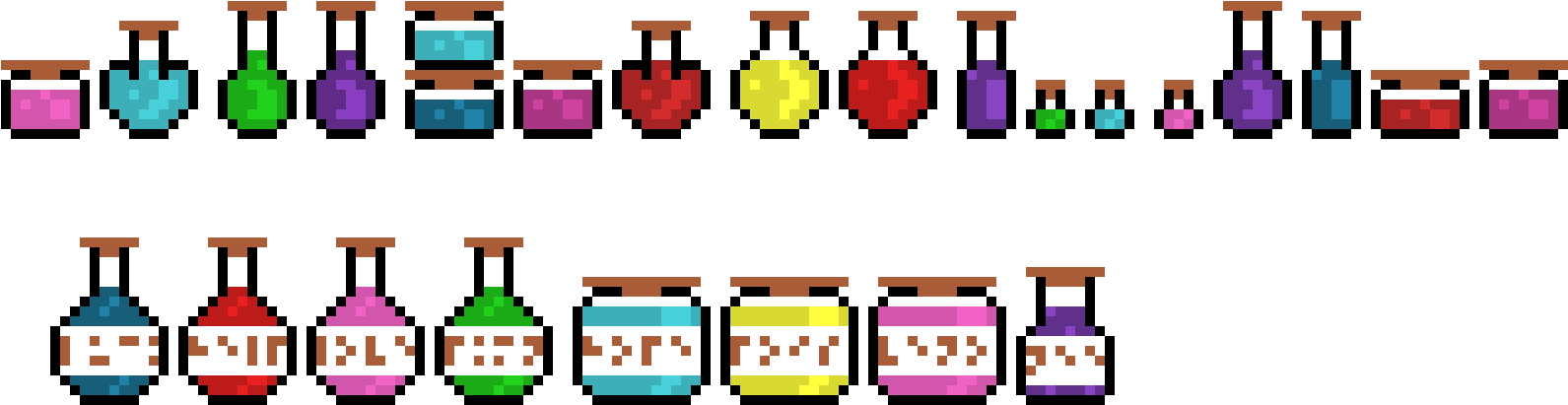 Lots Of Potions Clipart (1610x470), Png Download