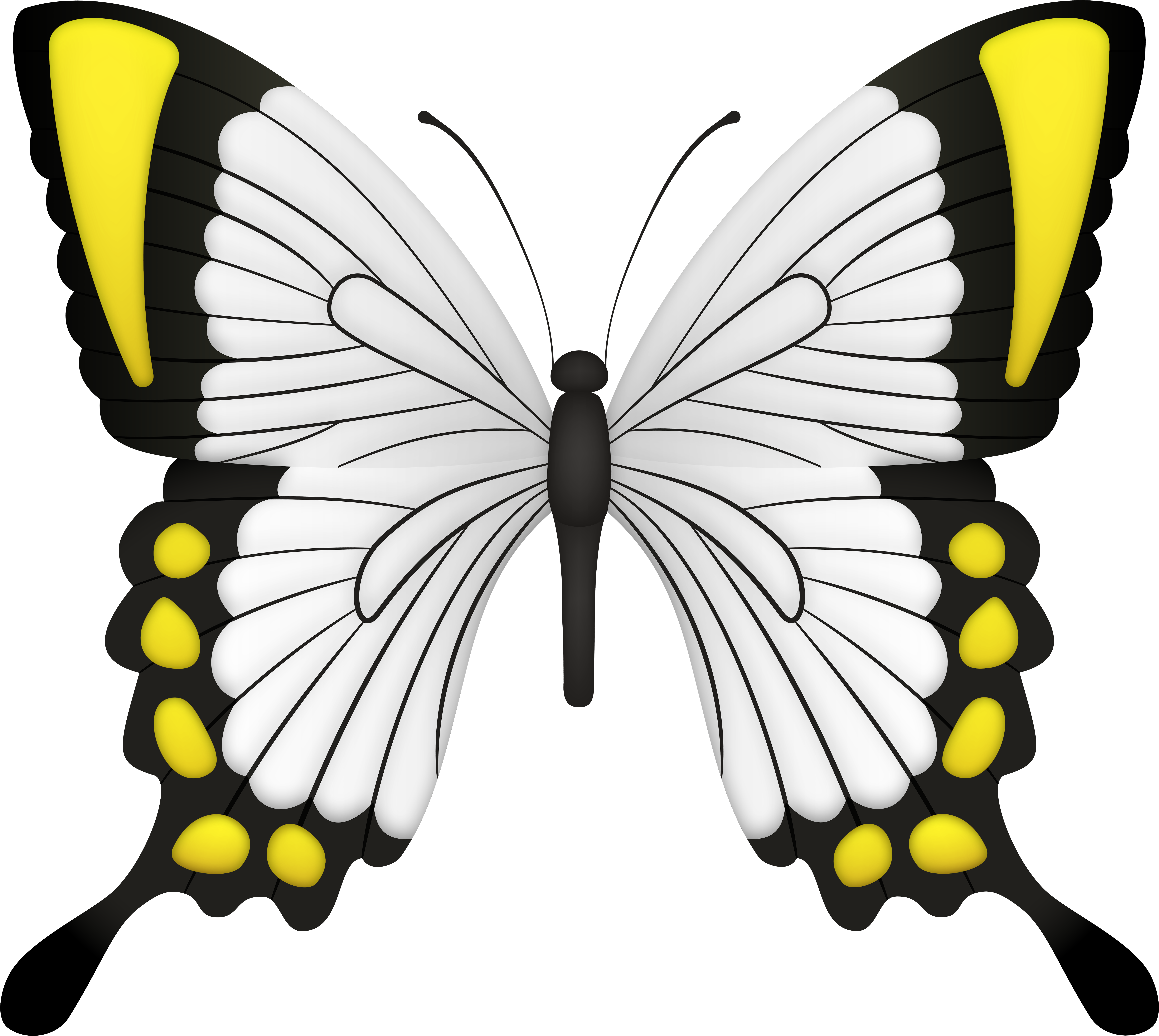 Yellow Butterfly Deco Clipart Image - Png Download (8000x7161), Png Download