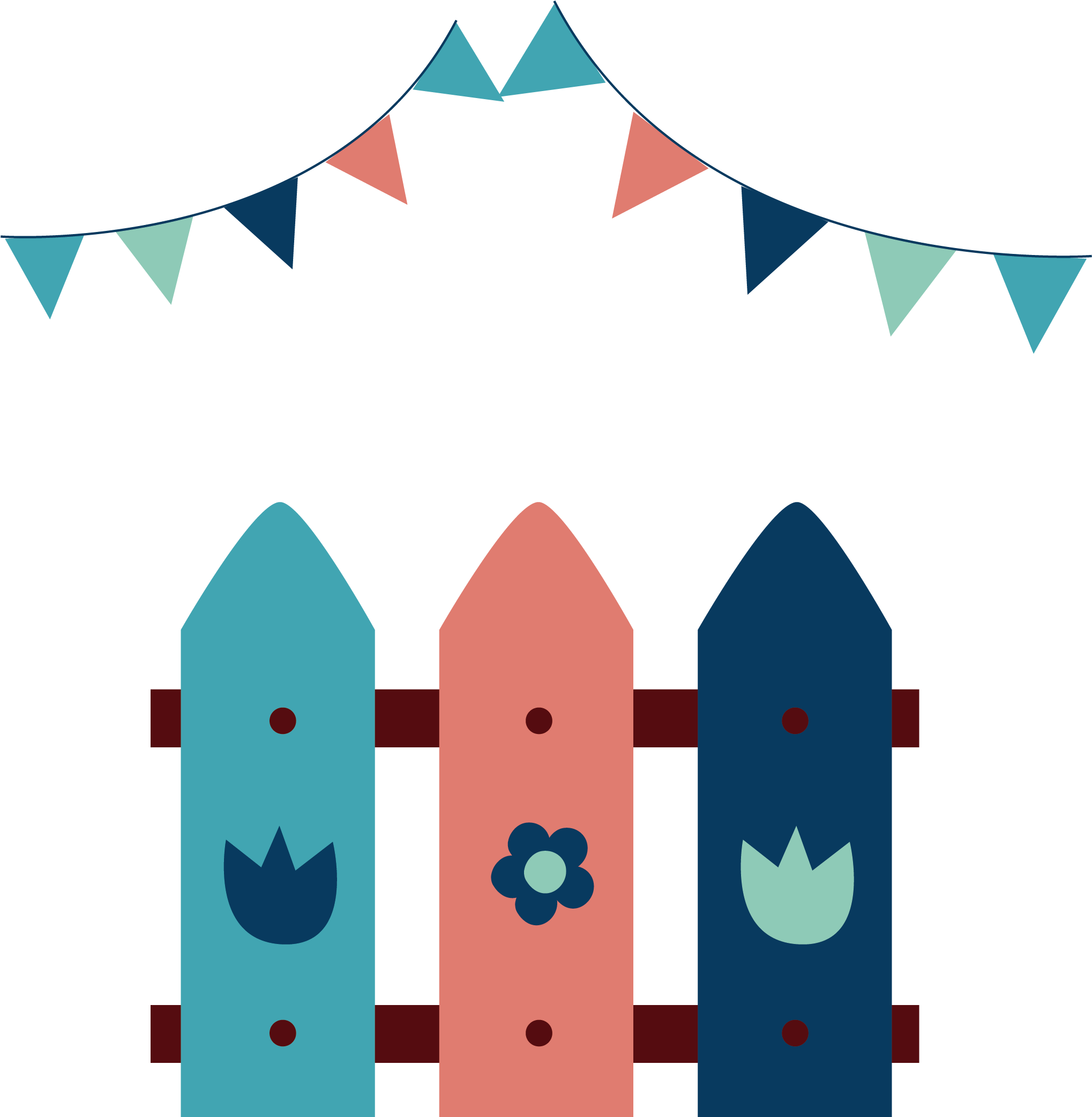 Illustration With Colored - Cartoon Colorful Fence Png Clipart (2173x2390), Png Download