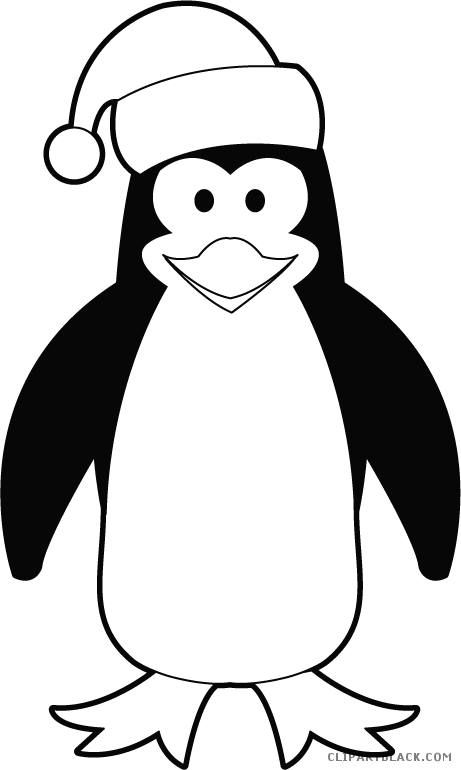 Cute Penguin Animal Free Black White Clipart Images - Christmas Penguin Black And White - Png Download (461x770), Png Download