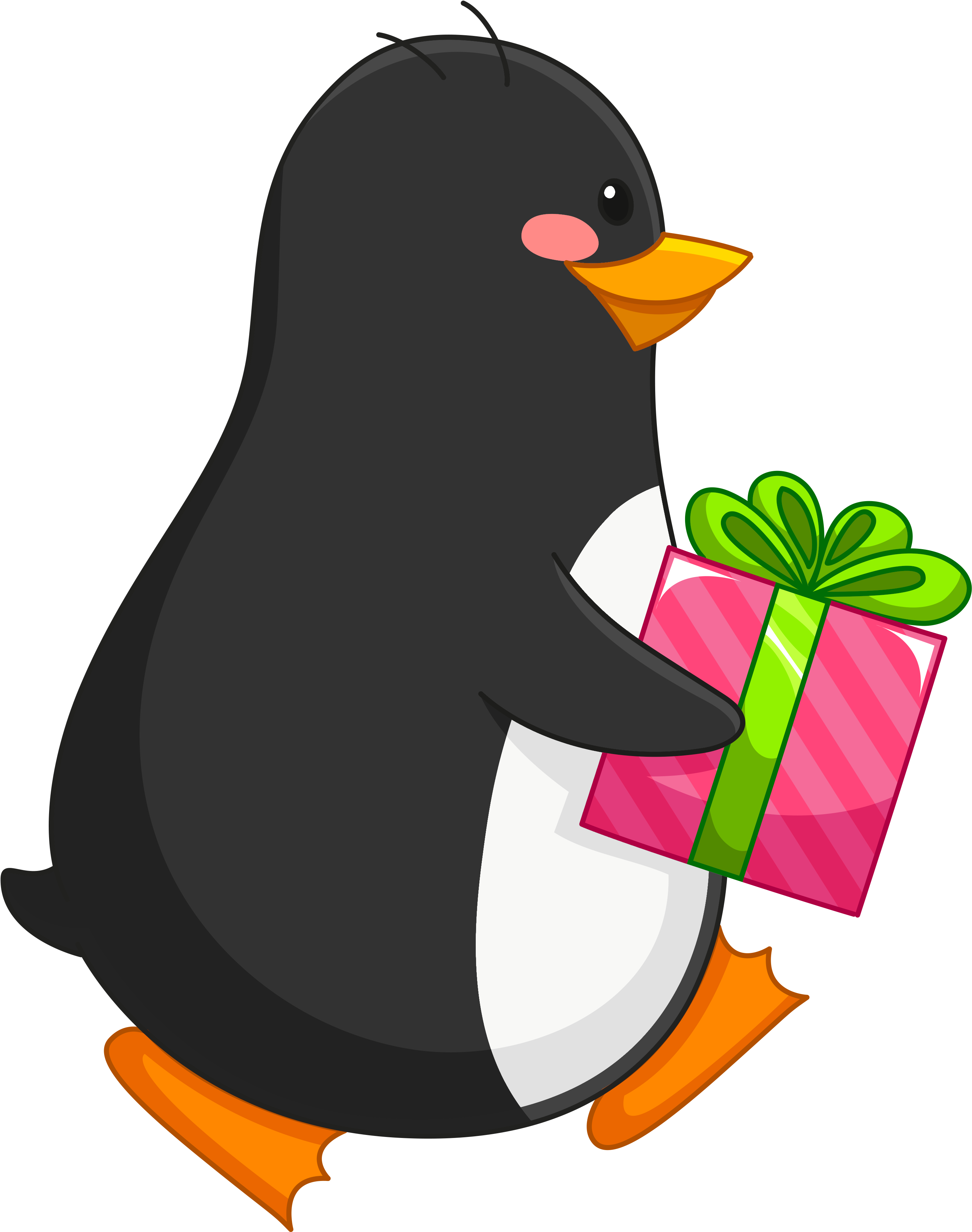 Christmas Penguin Clipart 14 Clip Art Car - Penguins With Gifts Clip Art - Png Download (853x1024), Png Download