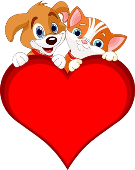 Cat And Dog Clip Art - Cat And Dog With Heart - Png Download (600x600), Png Download