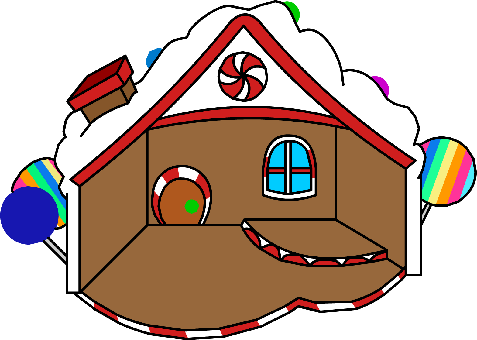 Gingerbread House - Cartoon Clipart (1570x1119), Png Download