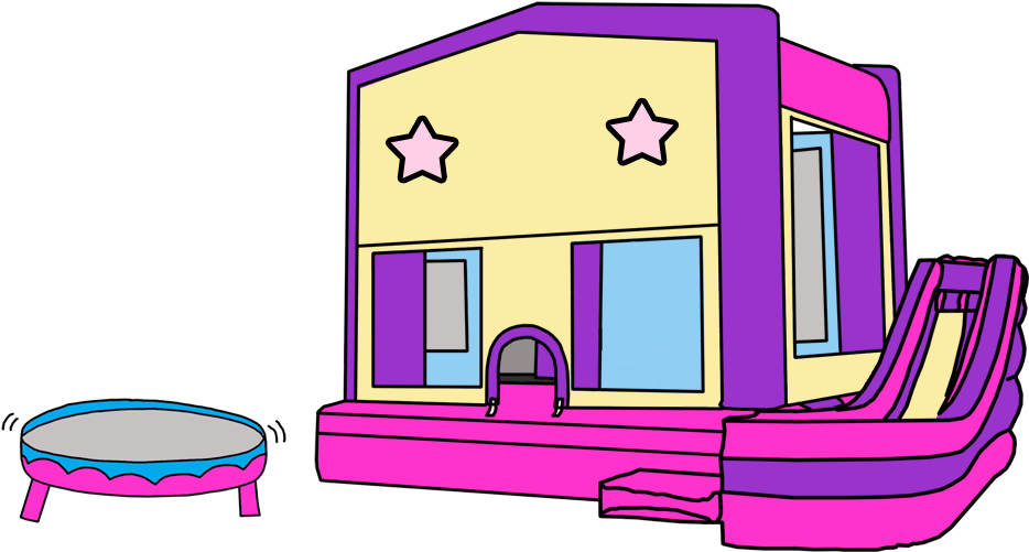 Jumping Girl Blonde, Window Girl Brunette, Bouncing - Bounce House Invitations Clipart (1000x1000), Png Download