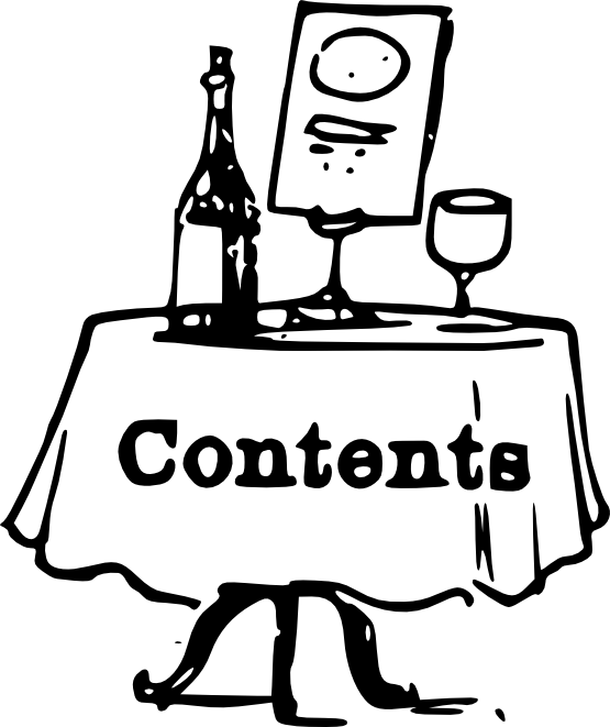 Contents On A Table Black White Line Art 555px - Table Of Contents Clip Art - Png Download (555x661), Png Download