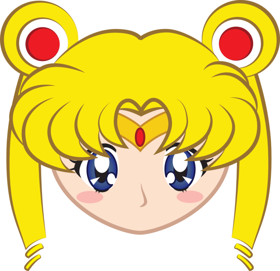 Moon Sticker Png - Sailor Moon Chibi Head Clipart (908x880), Png Download