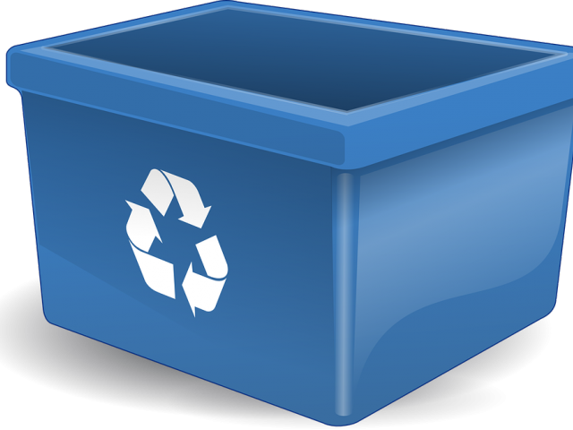 Water Clipart Bin - Blue Recycle Bin Clipart - Png Download (640x480), Png Download