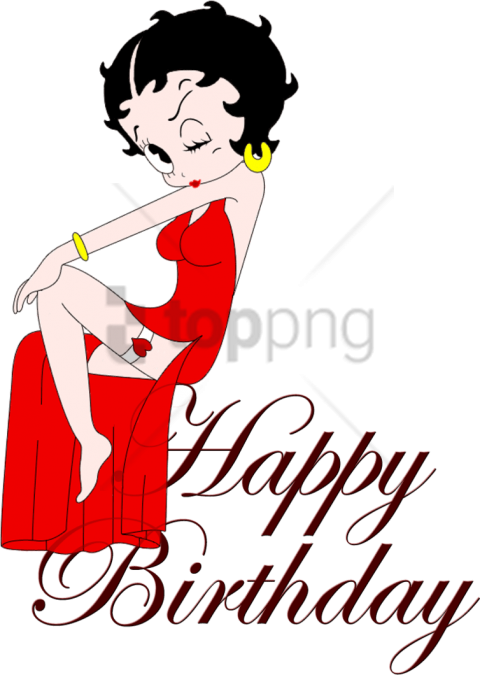 Free Png Betty Boop Happy Birthday Banner Png Image - Happy Birthday Text Png Clipart (480x675), Png Download