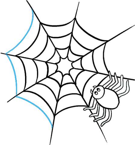 Drawn Spider Web Real - Spider With Web Drawing Clipart (640x480), Png Download