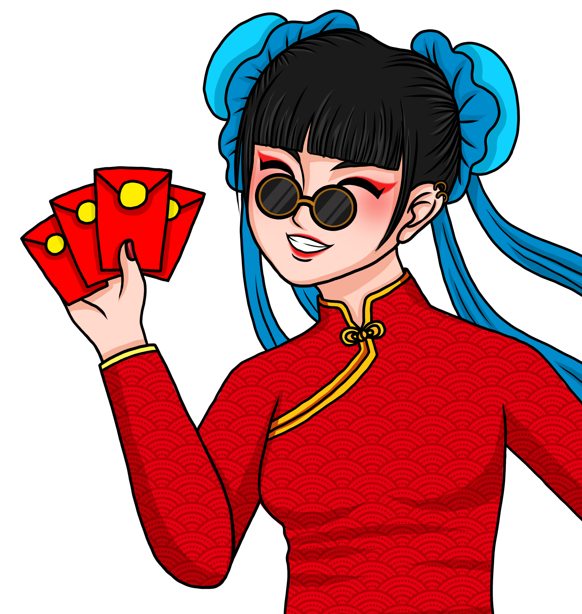 Festive Cartoon Sticker Girl Png And Psd - Cartoon Clipart (2000x2000), Png Download