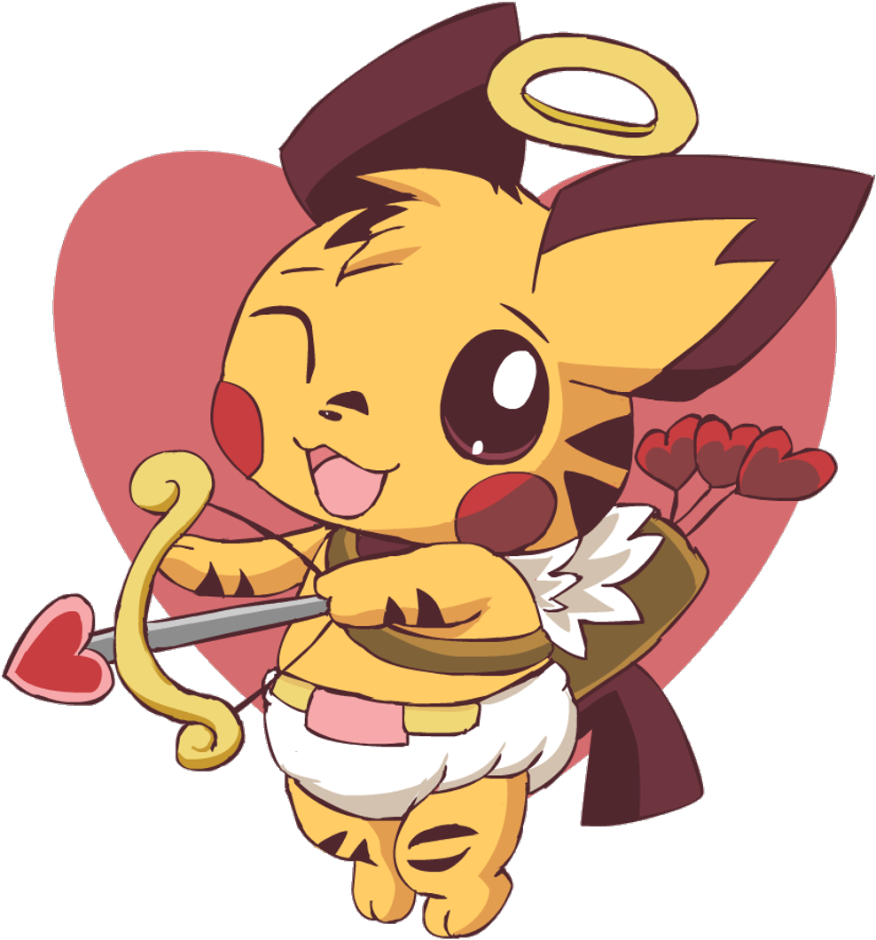 #sccupid #pokemon #pichu #pikachu #love #cupid #valentinesday - Cartoon Clipart (1024x1099), Png Download