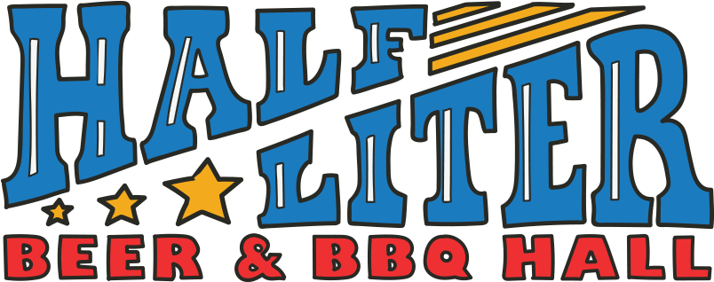 Half Liter Beer & Bbq Hall Logo Two Clipart (803x448), Png Download