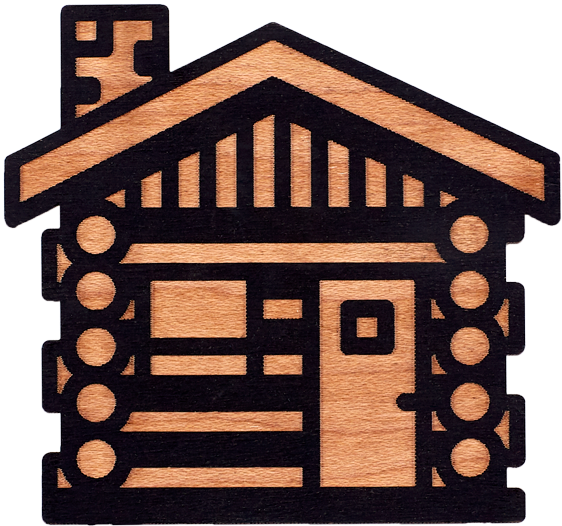 Log Cabin Pins Or Magnets - House Clipart (1000x1000), Png Download