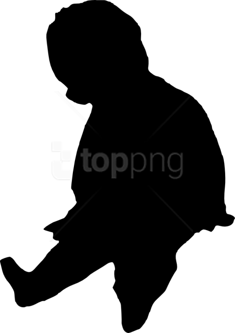Baby Silhouette Png - Children Sitting Silhouette Png Clipart (480x680), Png Download