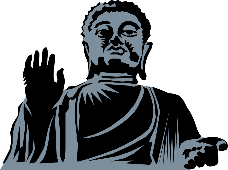 Buddha Vector Statue - Illustration Clipart (937x700), Png Download