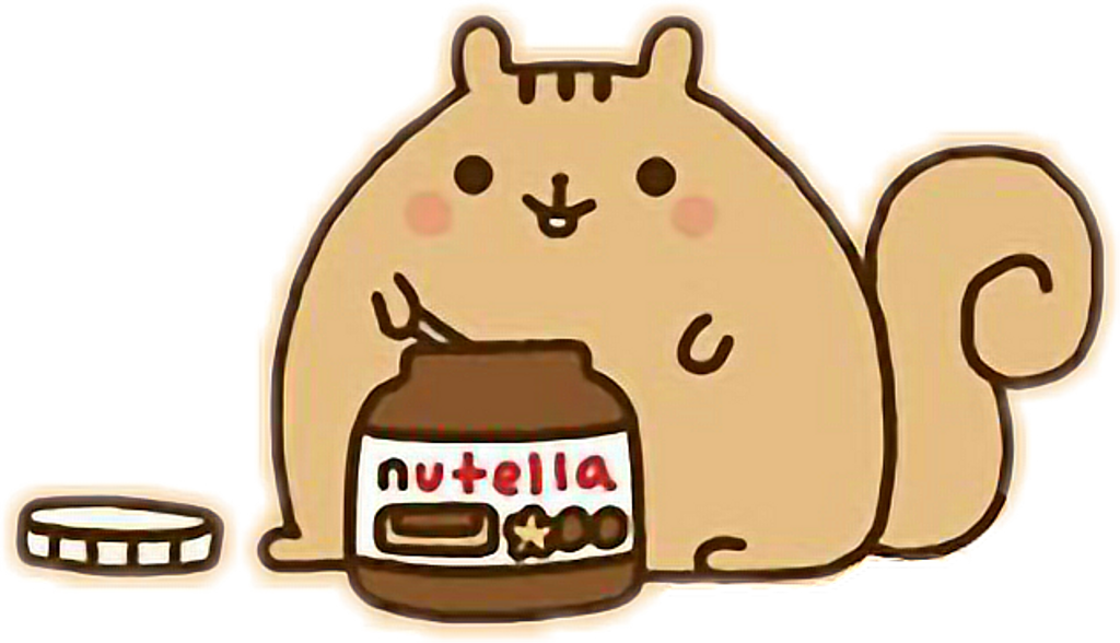 Cute Sticker - Pusheen Eating Nutella Clipart (1024x588), Png Download