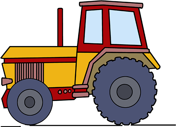 How To Draw Tractor - Draw A Tractor Clipart (680x678), Png Download