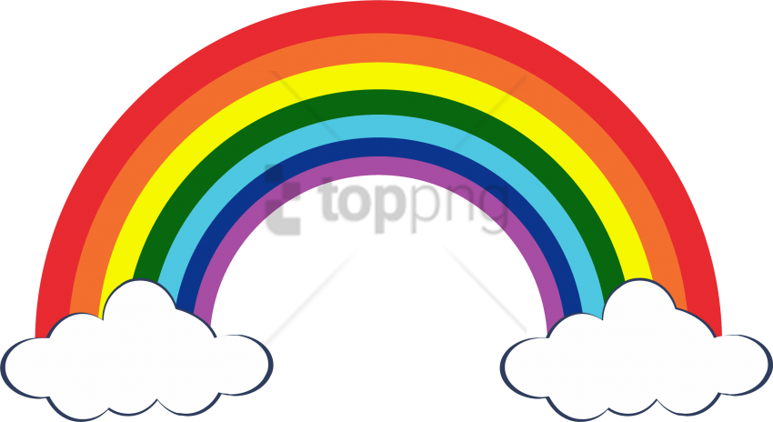 Free Png Rainbows And Clouds Png Png Image With Transparent - Rainbow Clipart (850x464), Png Download