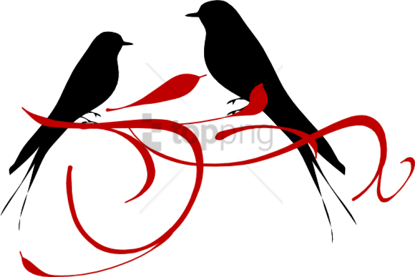Free Png Red Love Birds Png Image With Transparent - Birds Black And White Clipart (850x567), Png Download
