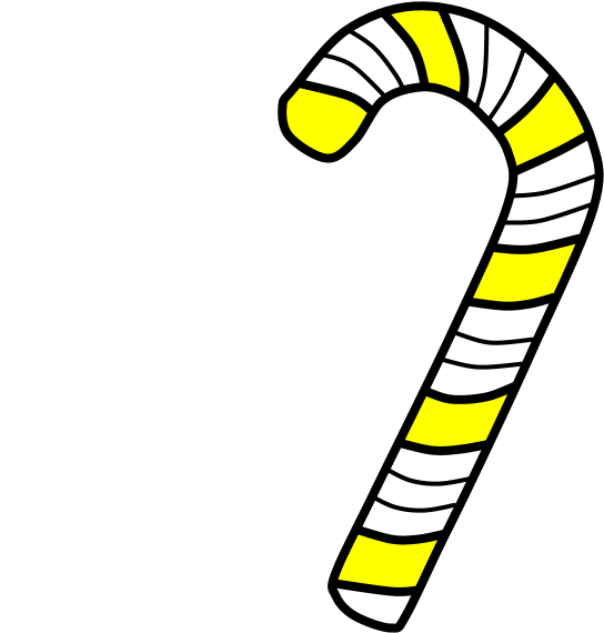 Candy Cane, Stripes, Yellow, White, Png Clipart (544x570), Png Download