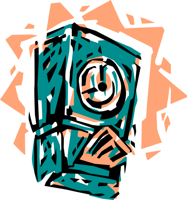 Vector Illustration Of Time Clock, Clock Card Machine - Time Clock Clipart (652x700), Png Download