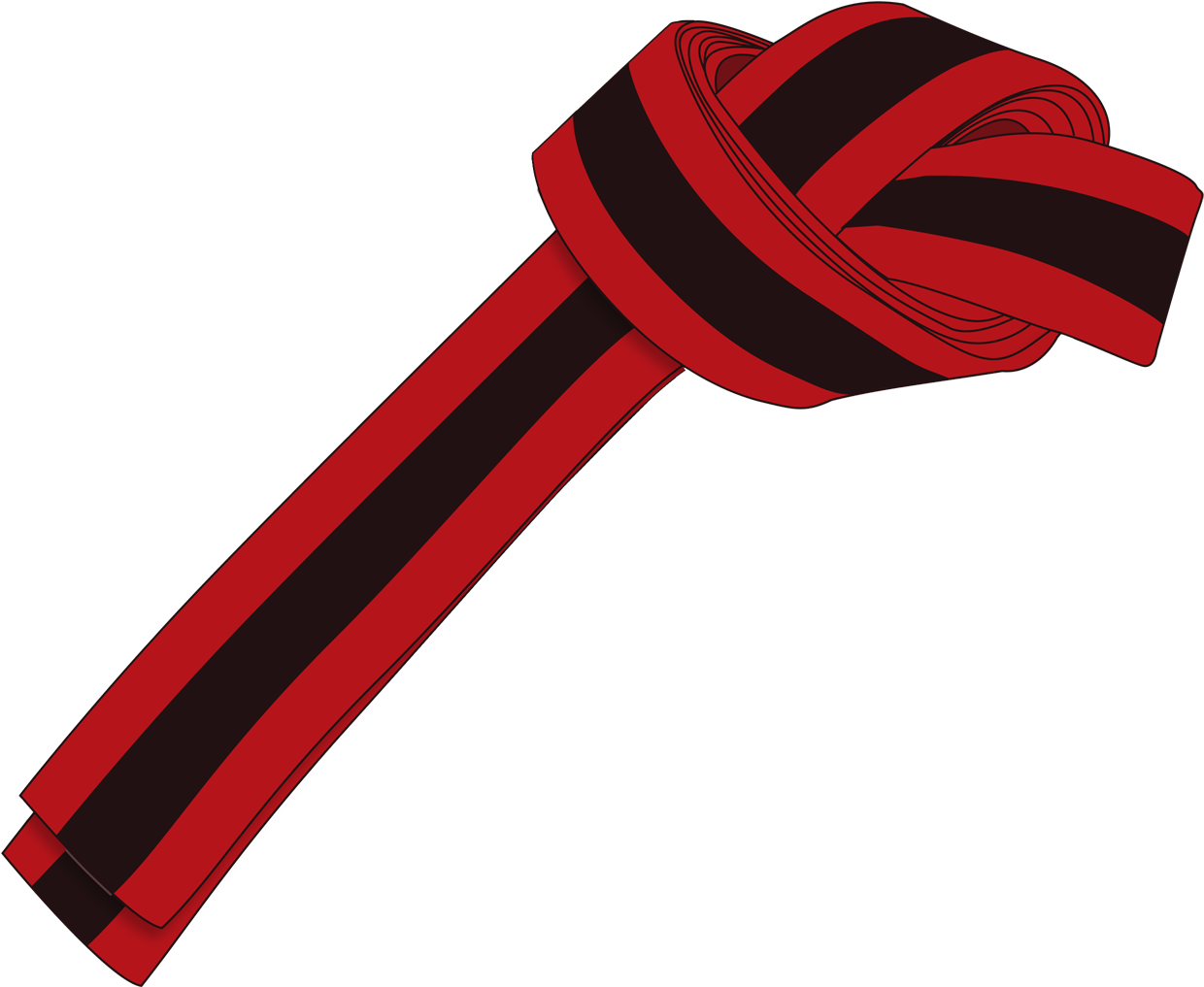 Ichf Red Black Belt 2nd Gup Large - Red With Black Stripe Belt Clipart (1371x1166), Png Download