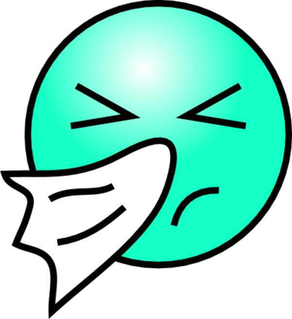 Smiley Face Sneezing - Sneezing Smiley Face Clipart (600x655), Png Download