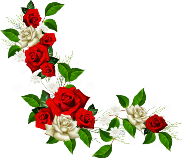 Red And White Flowers, Blue Roses, Red Flowers, Victorian - Roses Clip Art Border - Png Download (600x521), Png Download