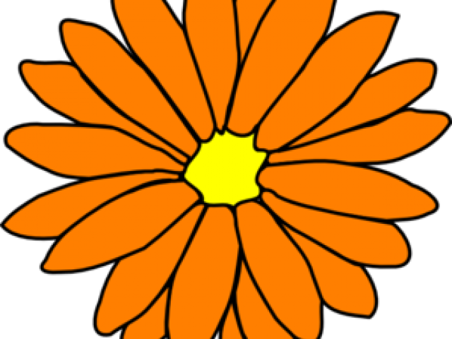Yellow Flower Clipart Orange - Single Flower Coloring Flower - Png Download (640x480), Png Download