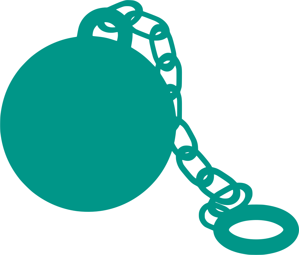 Download Png - Ball And Chain Silhouette Clipart (1024x874), Png Download