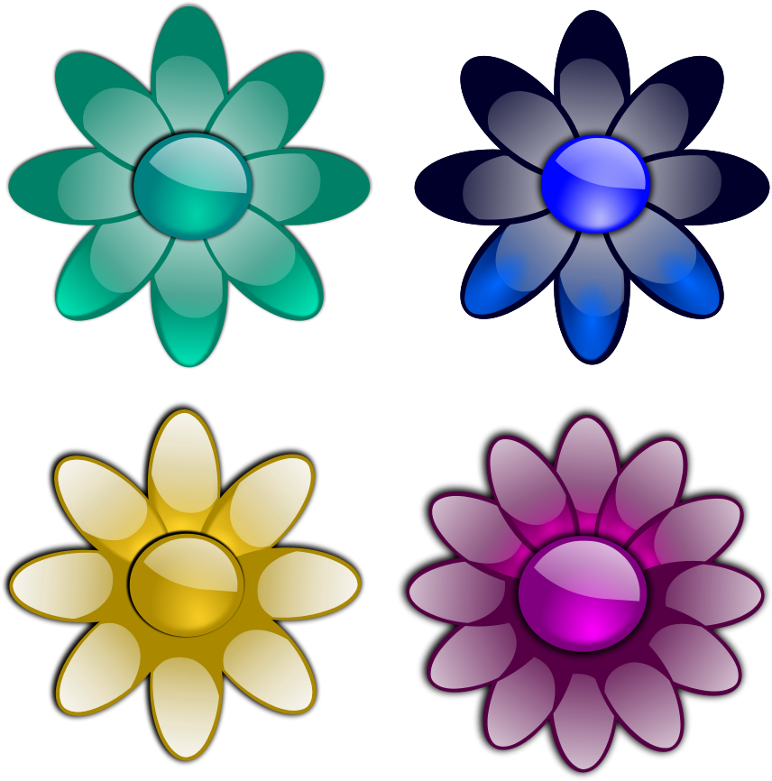Petal Clipart Tiny Flower - Clip Art Four Flowers - Png Download (889x900), Png Download