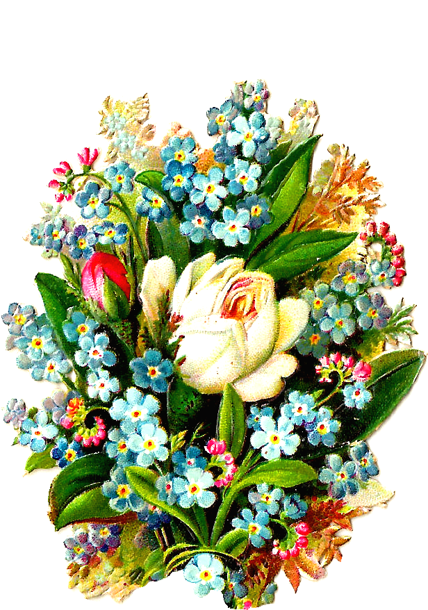 White Rose Clipart Vintage Rose - Bouquet Of Flowers Graphic - Png Download (970x1155), Png Download