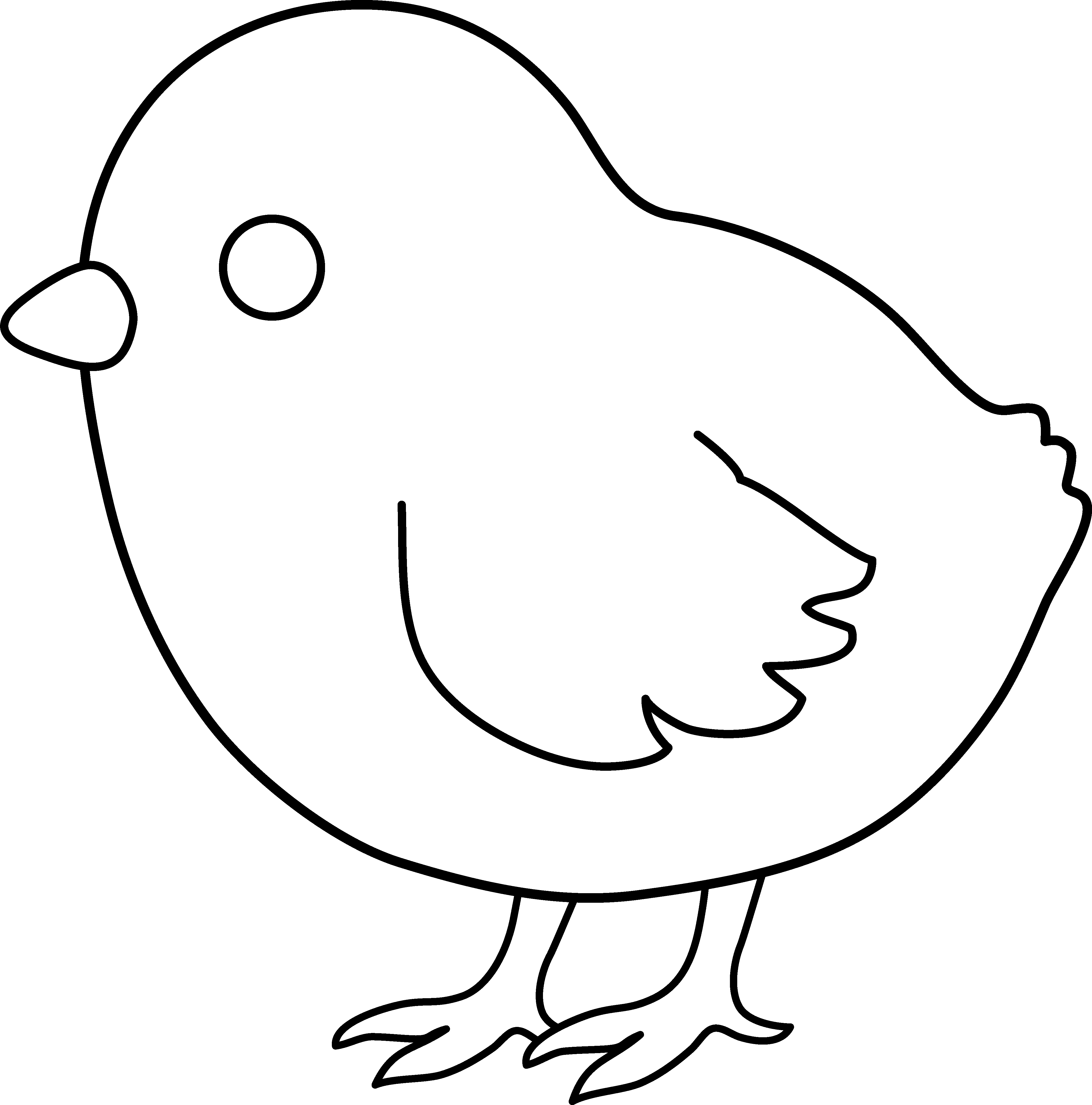 Baby Chick Line Art - Free Coloring Baby Chick Clipart (4334x4387), Png Download