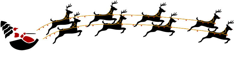 Free Santa With Eight Reindeer - Reindeer And Santa Png Clipart (800x618), Png Download