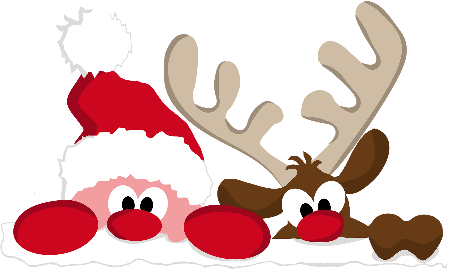Download Currant,santa Claus,moose, - Cute Santa And Reindeer Clipart
