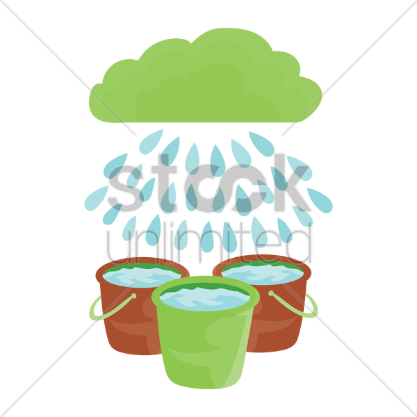 Saving Of Rain Water Vector Image Clipart Rain Bucket - Water Bucket Rain Clipart - Png Download (600x600), Png Download