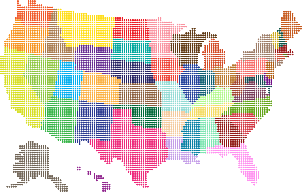 Flag Of The United States Map Computer Icons U - United States Map Dots Clipart (1183x750), Png Download