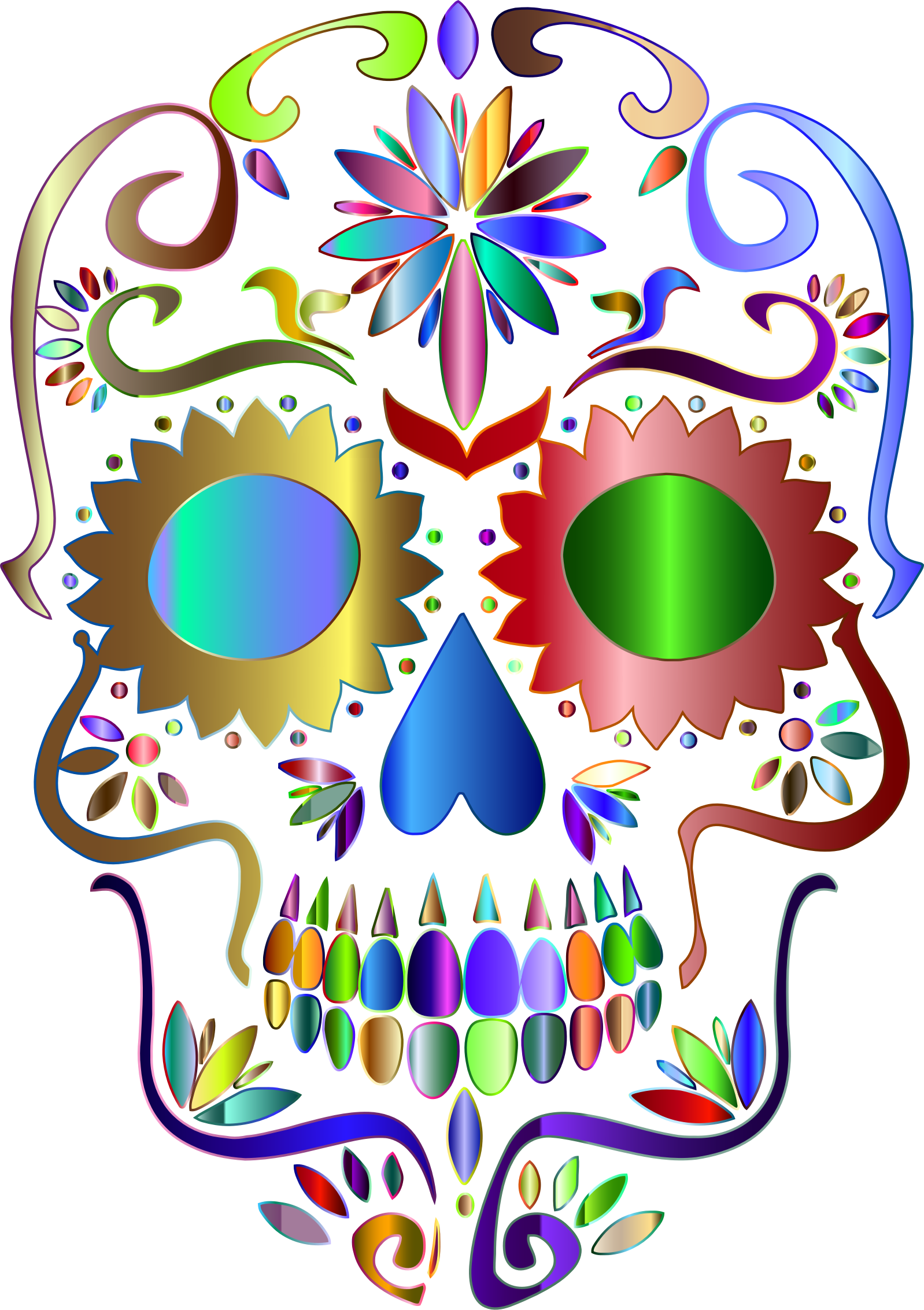 Big Image - Sugar Skull Clip Art Png Transparent Png (1598x2266), Png Download