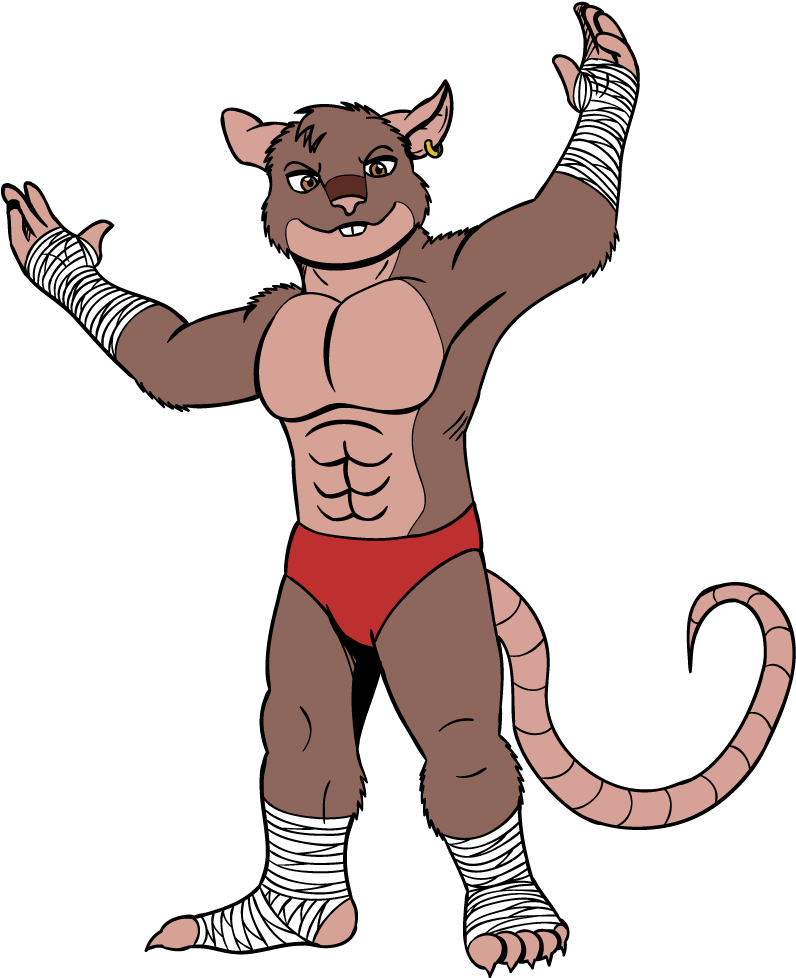 Cute Wrasslin Rat - Cartoon Clipart (839x1000), Png Download