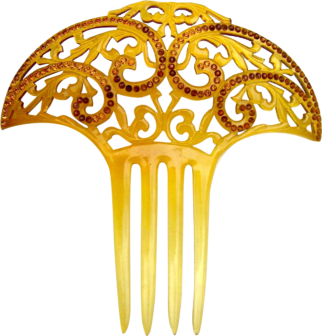 Art Deco Hair Comb Amber Celluloid Spanish Style Hair - Illustration Clipart (1159x1159), Png Download