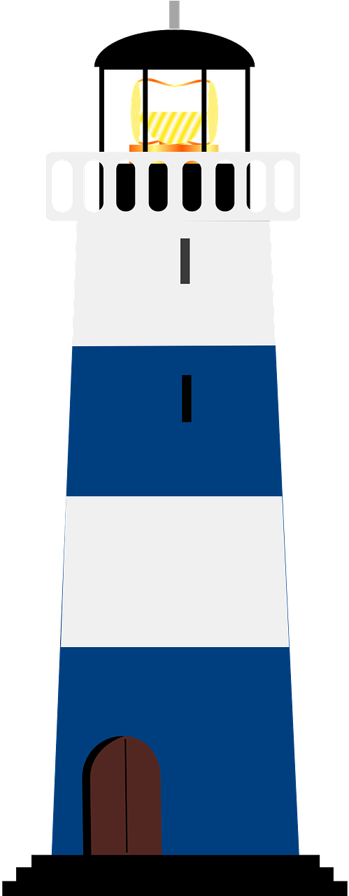 Lighthouse Blue White Light Png Image - Lighthouse Clip Art Transparent Png (640x1280), Png Download