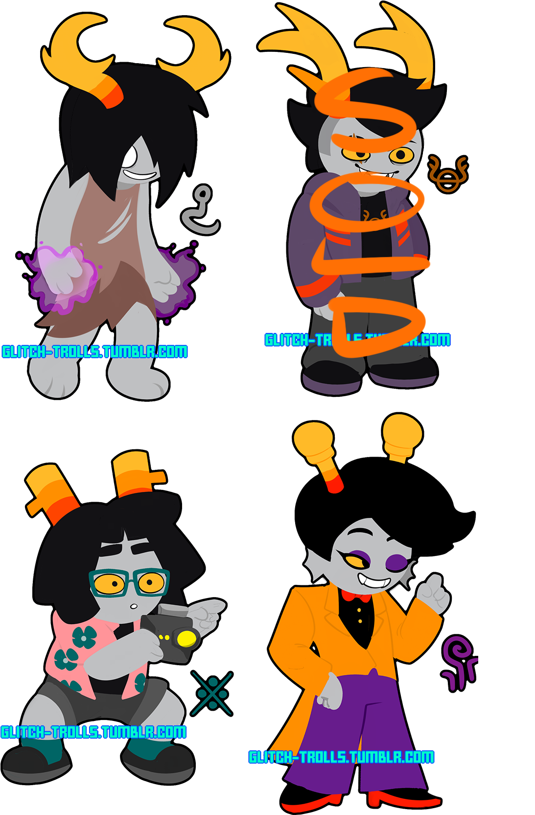 Glitch-trolls Adoptables Open - Cartoon Clipart (1200x1664), Png Download