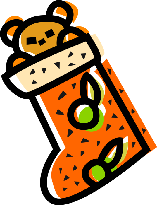 Stocking Vector Stuffed Clipart (537x700), Png Download