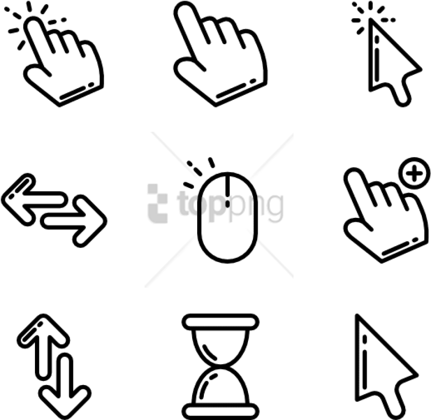 Free Png 13 Cursor Pointer Icon Packs - Cursor Icons Clipart (850x829), Png Download