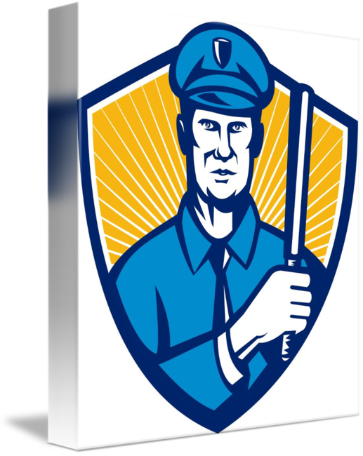 Vector Free Library Officer Shield Retro By Aloysius - Police Officer Clipart (517x650), Png Download