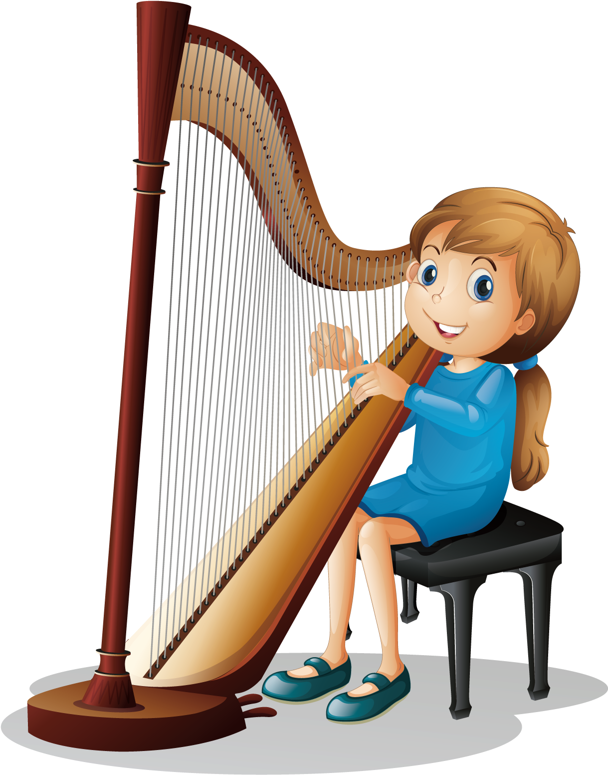 Harp Royalty - Niño Tocando Arpa Clipart (1600x1600), Png Download