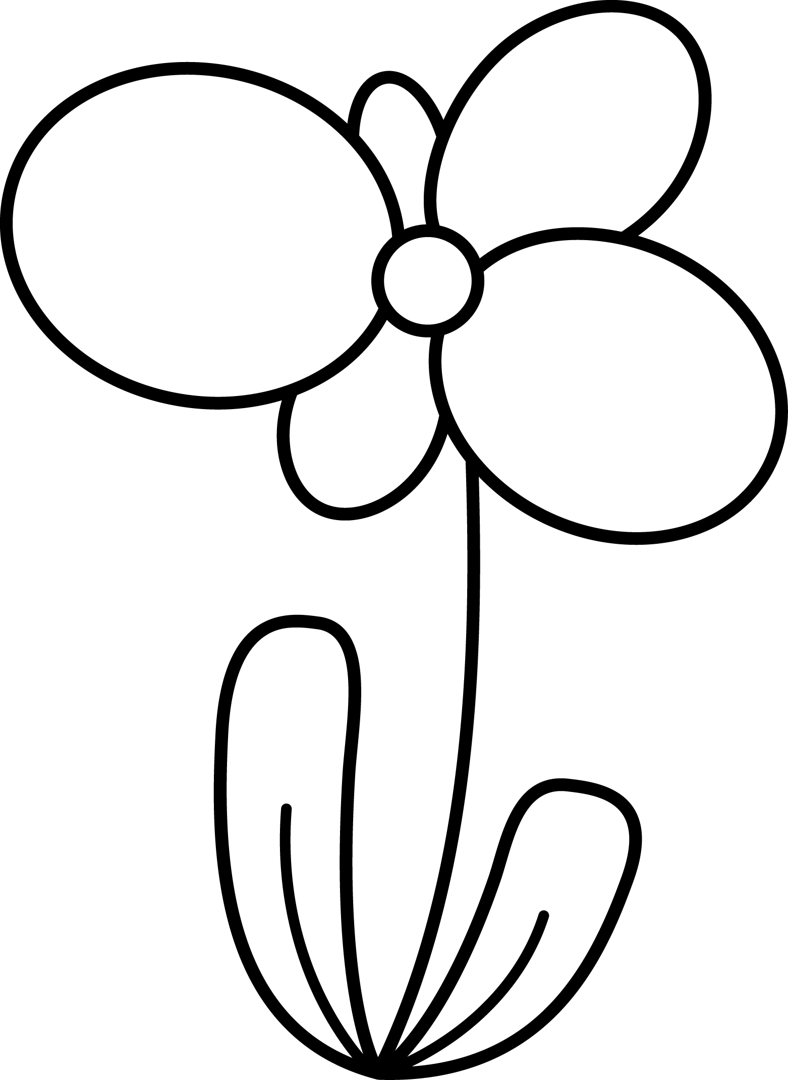 Digital Stamp - Flower - Line Art Clipart (1562x2141), Png Download