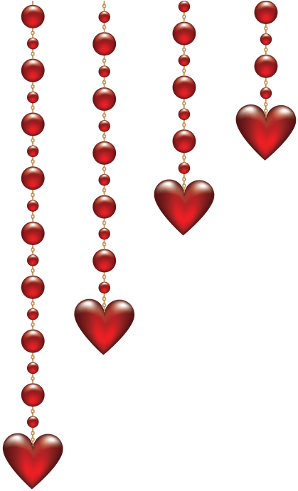 Valentines Day Hanging Hearts Transparent Png Clip - Transparent Valentines Clip Art (443x699), Png Download