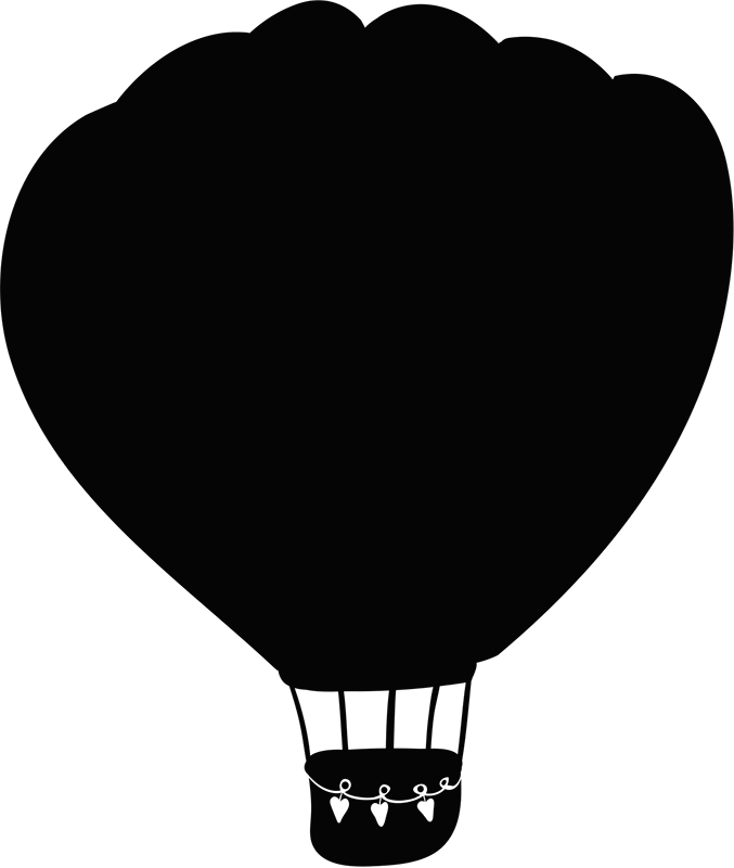 Air Balloon Chalkboard Sticker - Globo Aerostatico Png Blanco Y Negro Clipart (677x800), Png Download
